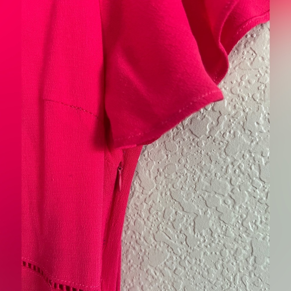 Tuckernuck Francesca Short Sleeve Maxi Ruffle Faux Wrap Dress In Hot Pink.Size S - Picture 10 of 12